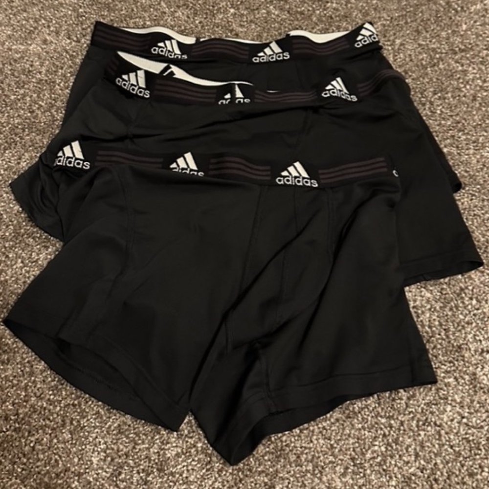 Adidas Men's Climalite Athletic Black Boxer Briefs Size L 3-Pack